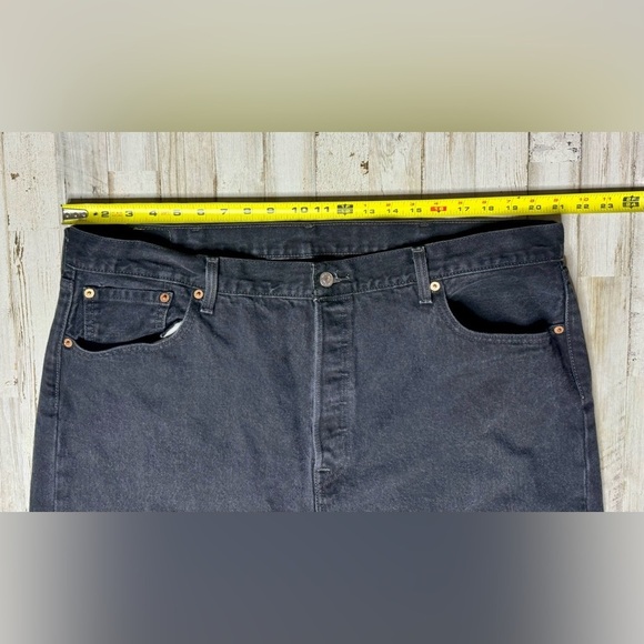 Levis 501 Straight Jeans Women's Size 42x32 Button Fly Stretch Denim Black - Picture 5 of 10